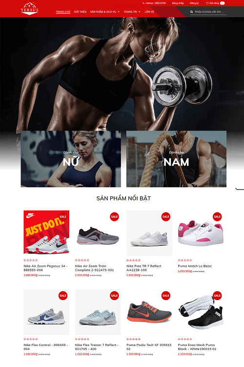 Website bán hàng dụng cụ tập gym