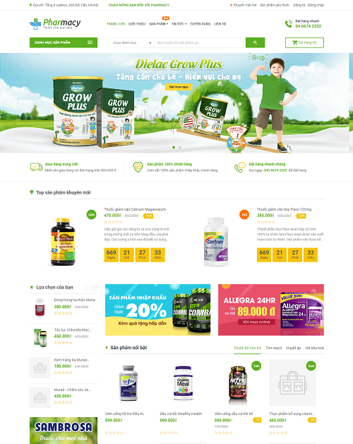 Web bán hàng thực phẩm chức năng cho trẻ nhỏ - pharmacy